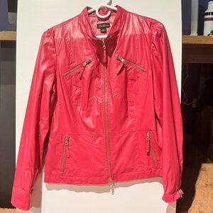 CARTISE Hot pink faux leather moto jacket Size L